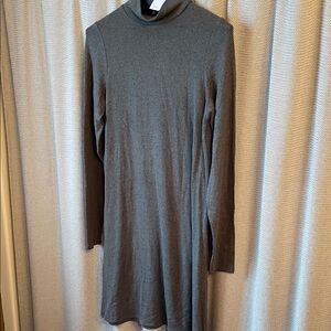 Long Sleeve Mock Neck Dress in Charcoal Gray